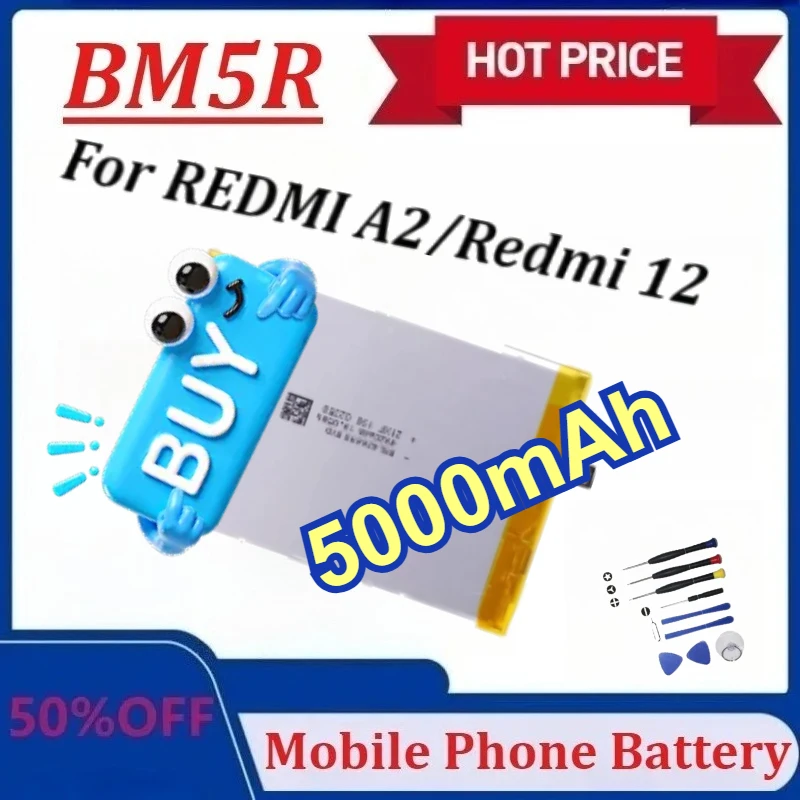 

Модернизированный BM5R 5000 мАч для телефона REDMI A2/Redmi 12, сменный аккумулятор большой емкости + инструменты