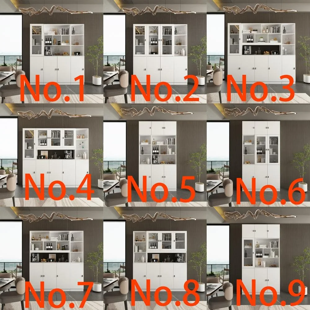 Biała drewniana szafka do przechowywania, kredens i szafka z półkami (szafka 157), wykończenie białym lakierem, szafki z okapem.