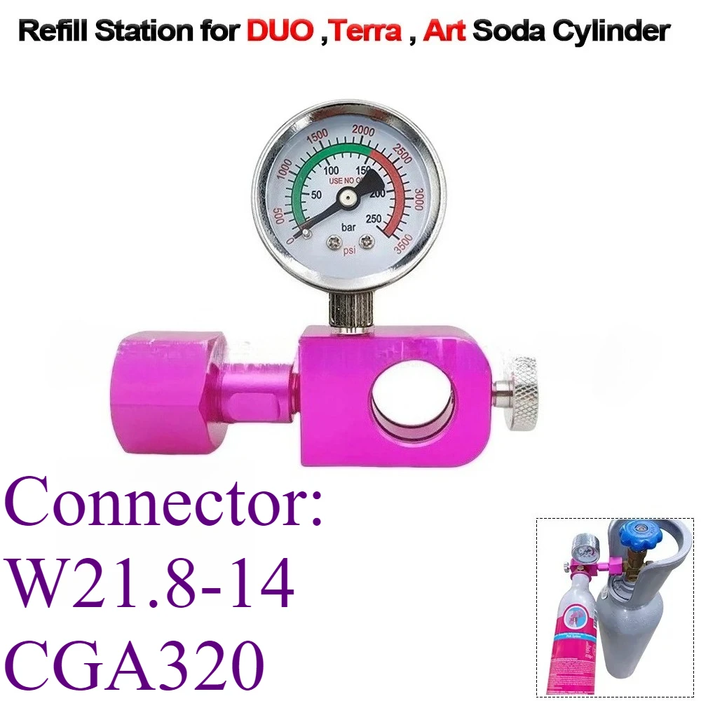 

‌Sodastream DUO/Terra/Art CO2 Refill Adapter with Pressure Gauge - Universal Gas Charging Valve for Home Carbonation System