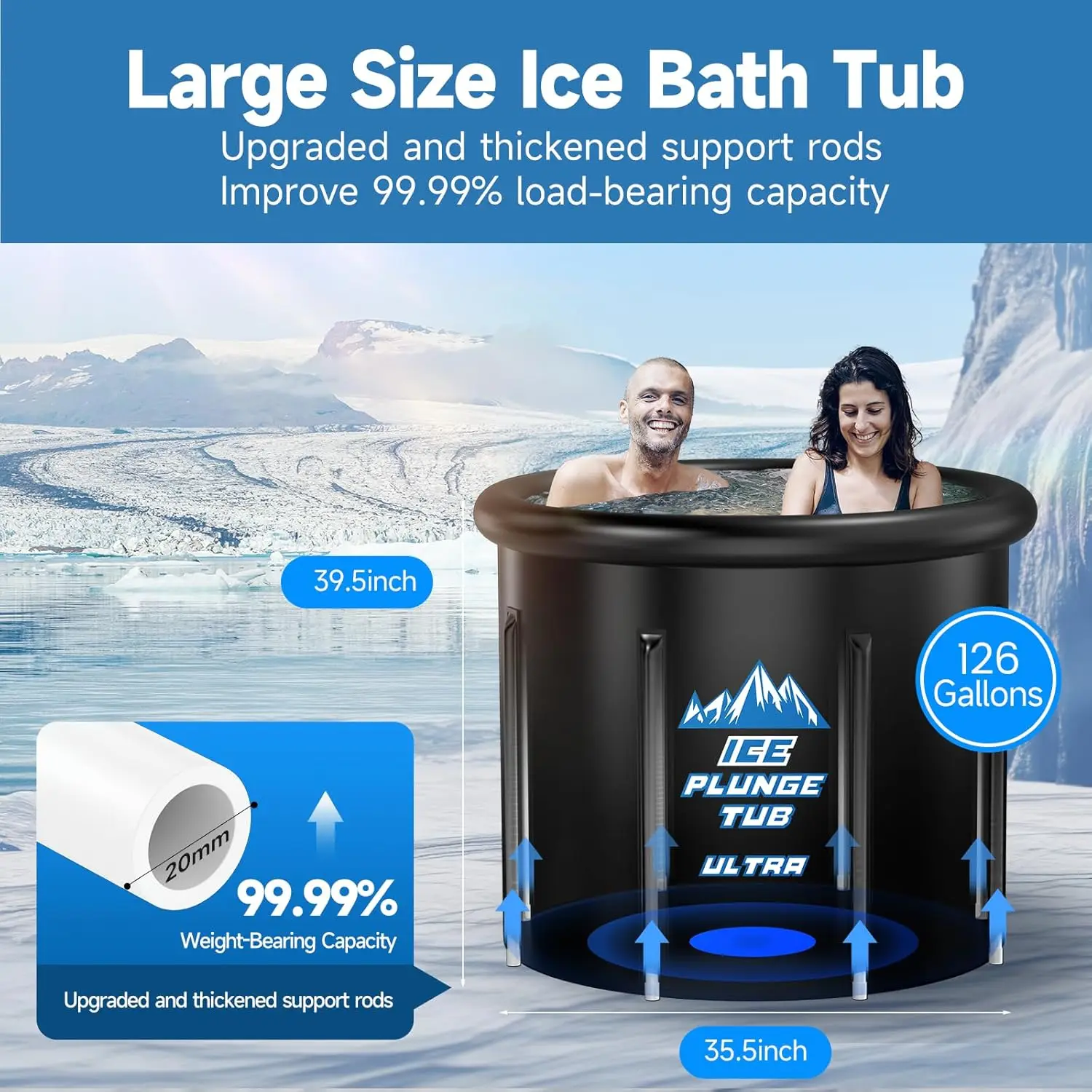 Cold Plunge Tub Size 126 Gallons Ice Bath Tub, Multiple Layered Portable Ice Bath, Cold Water Therapy Training Athletes Recovery