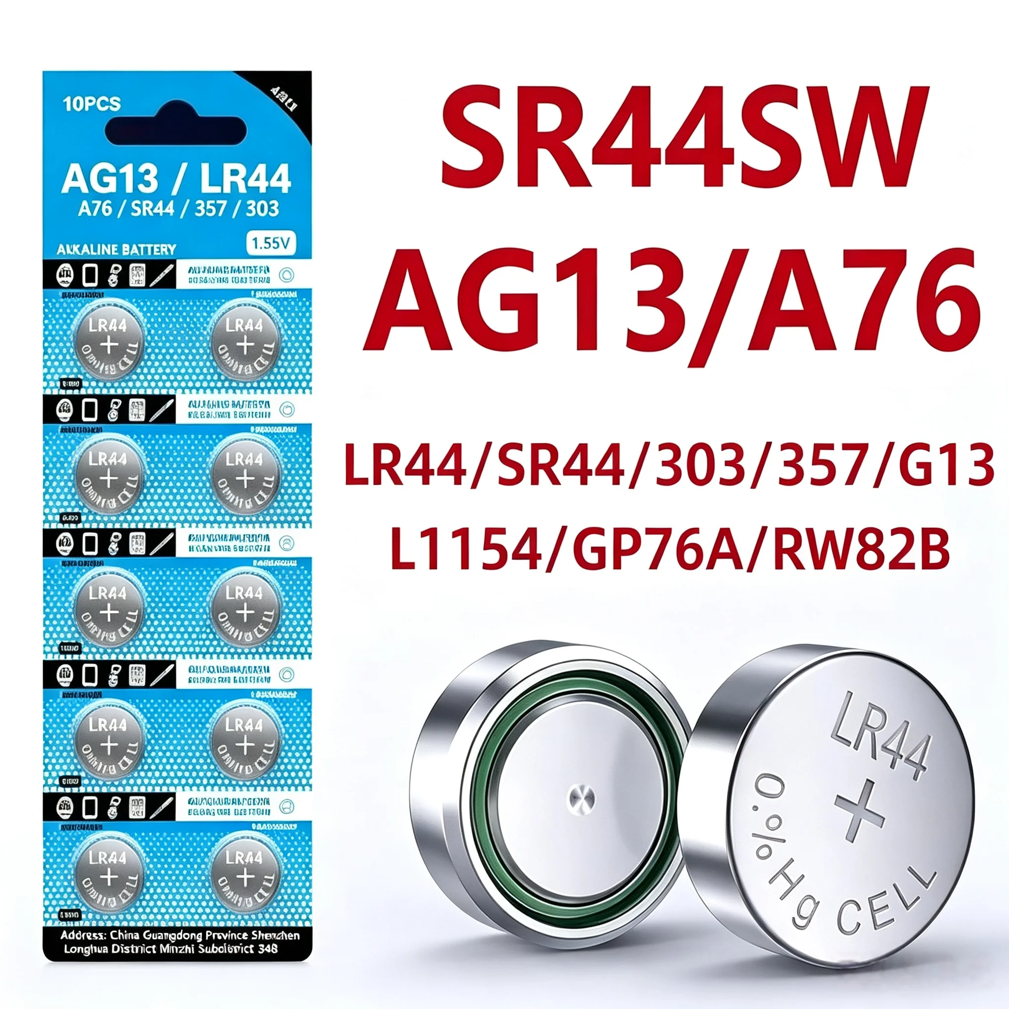 2-50pcs LR44 Batteries AG13 Button Cell Battery 1.5V 357 SR44 LR1154 Button Coin Batteries L1154 Battery for Watch Toys Remote