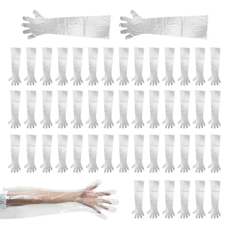 Animal Insemination Gloves 33.4inch 50PCS Veterinary Insemination Gloves Extra Long Sleeve Full Arm Gloves Livestock Gloves For