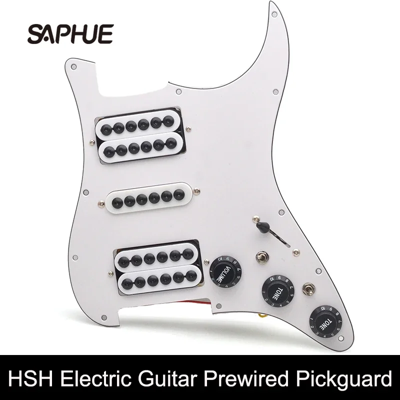 HSH Coil Splitting Electric Guitar Pickguard Big Umbrella Adjusting Screw Prewired Scratchplate Assembly White