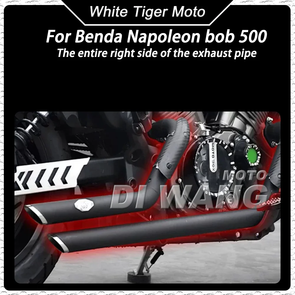 For BENDA Napoleon 500 Modified VH Full Section Dual Outlet Slant Cut Exhaust Pipe Deep Thick Sound Wave Motorcycle Accessories