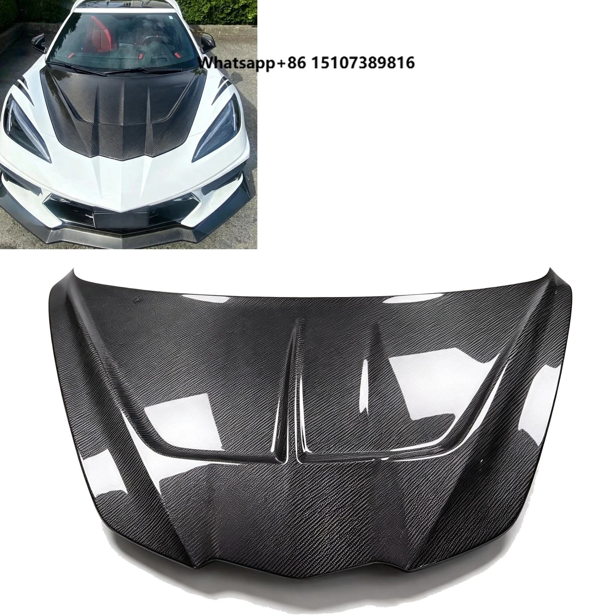 High Quality Real Carbon Fiber Engine Hood for Corvette C8 2020-2024 Stingray Z06 Front Bonnet Cover Body Kit