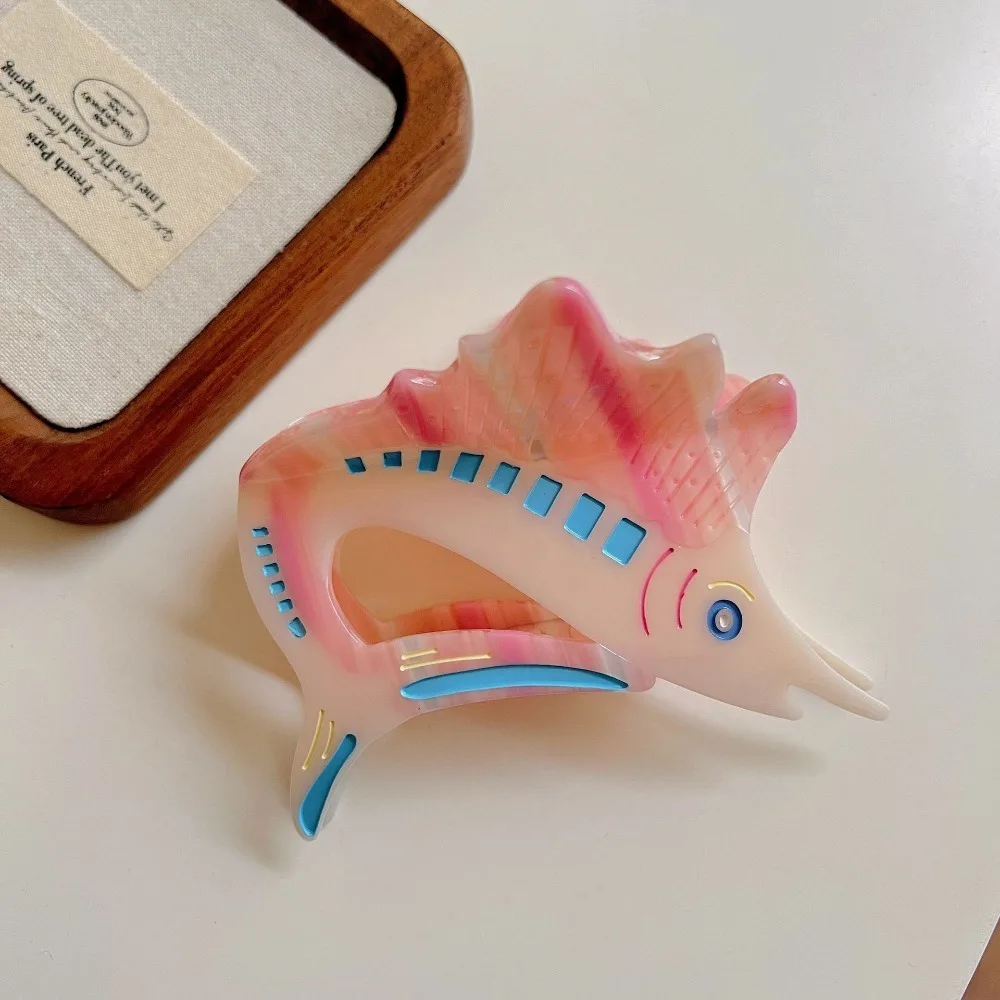 

Fish Tuna Hair Claw Korean Style Acetic Acid Acetate Ocean Tunny Hair Clip Creative Cartoon Marine Organisms Shark Clip Girls