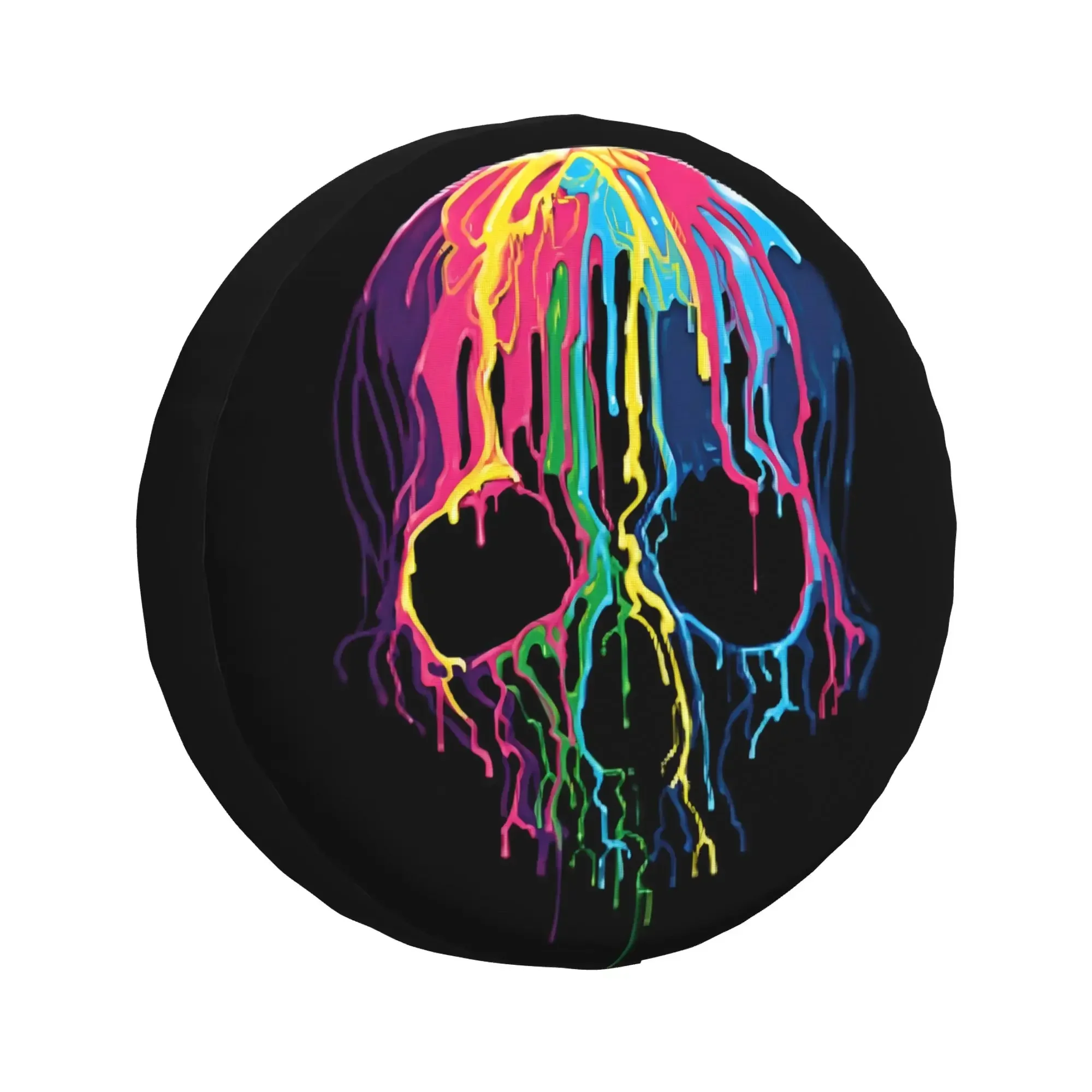 Colorful Rainbow Skull Pattern Proof Wheel Tire Cover Wheel Cover Accesorios Auto Car Accesorios for Men Women Vehiles 15 Inch