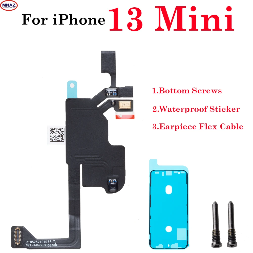 1set auricolare anteriore superiore auricolare sensore di luce di prossimità cavo flessibile + adesivo impermeabile + viti inferiori per iPhone 13 mini Pro Max *