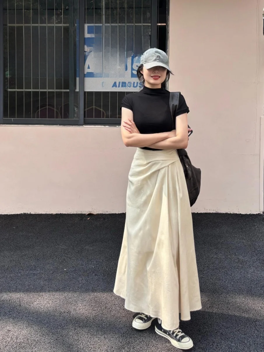 

Женский летний комплект одежды больших размеров с высокой талией, трапециевидной формы и юбкой, комплект из двух предметов, повседневный комплект для поездок на работу, Sle ort Sve