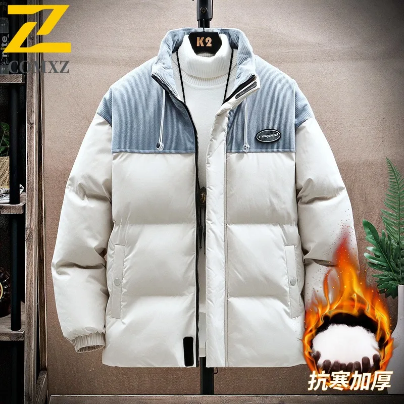 

COMXZ Fashion Classic Cotton Padded Jacket Windproof Comfortable Work Minimalist Quilted Jacket Snow Versatile Men Winter Jacket