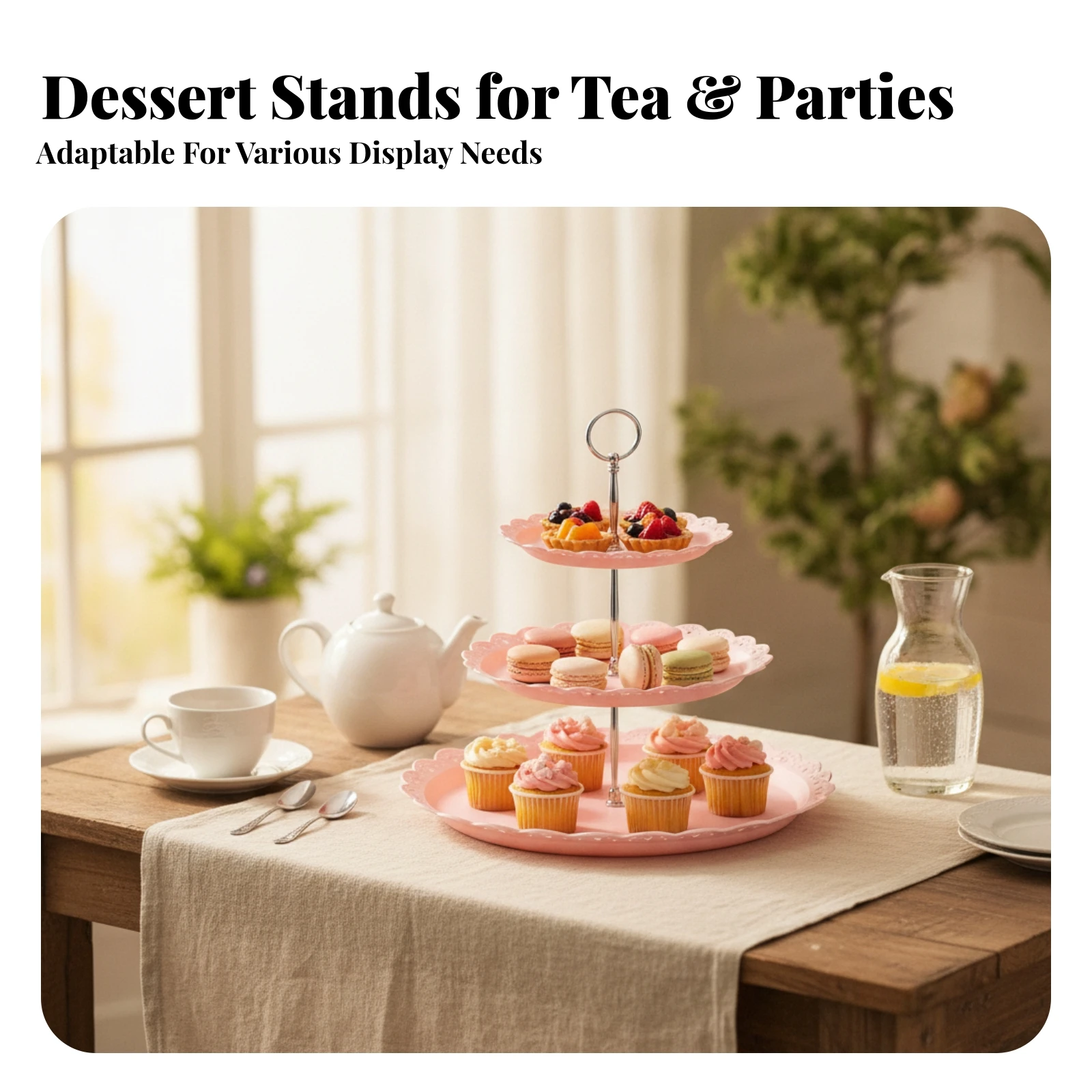 3 Pieces Serveware Tableware Dishwasher Safe Lace-Edged Tray Flat Scalloped Tray Easy to Clean for Dessert Display