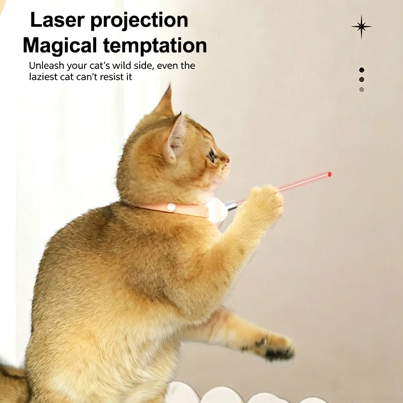 Smart Laser Cat Teaser Collar, Hands-Free USB Rechargeable LED Laser Pet Toy For Kitten Relieve Anxiety Pet Supplies