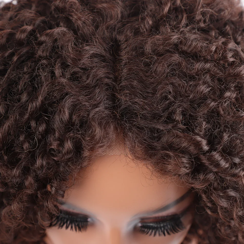 Perruque Lace Frontal Wig 4x4, cheveux naturels bouclés, mélange de cheveux, perruque Jerry Curl, 4x4, perruque Swiss Lace Closure, pour femmes