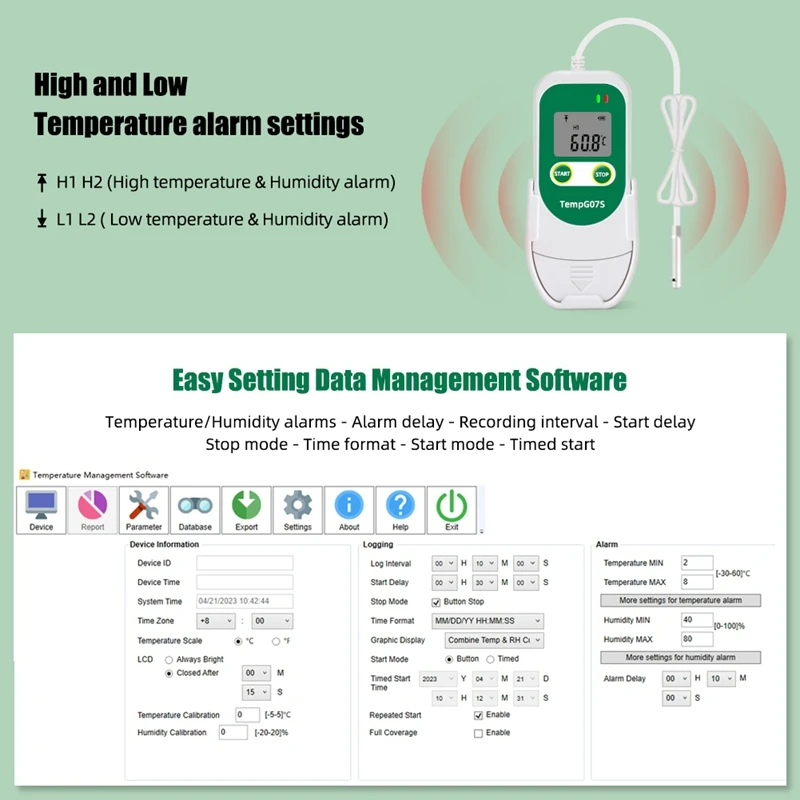 FULL-USB Temp & Humidity Data Logger Reusable RH TEMP Data Logger Recorder Humiture Recording Meter Tempg07s