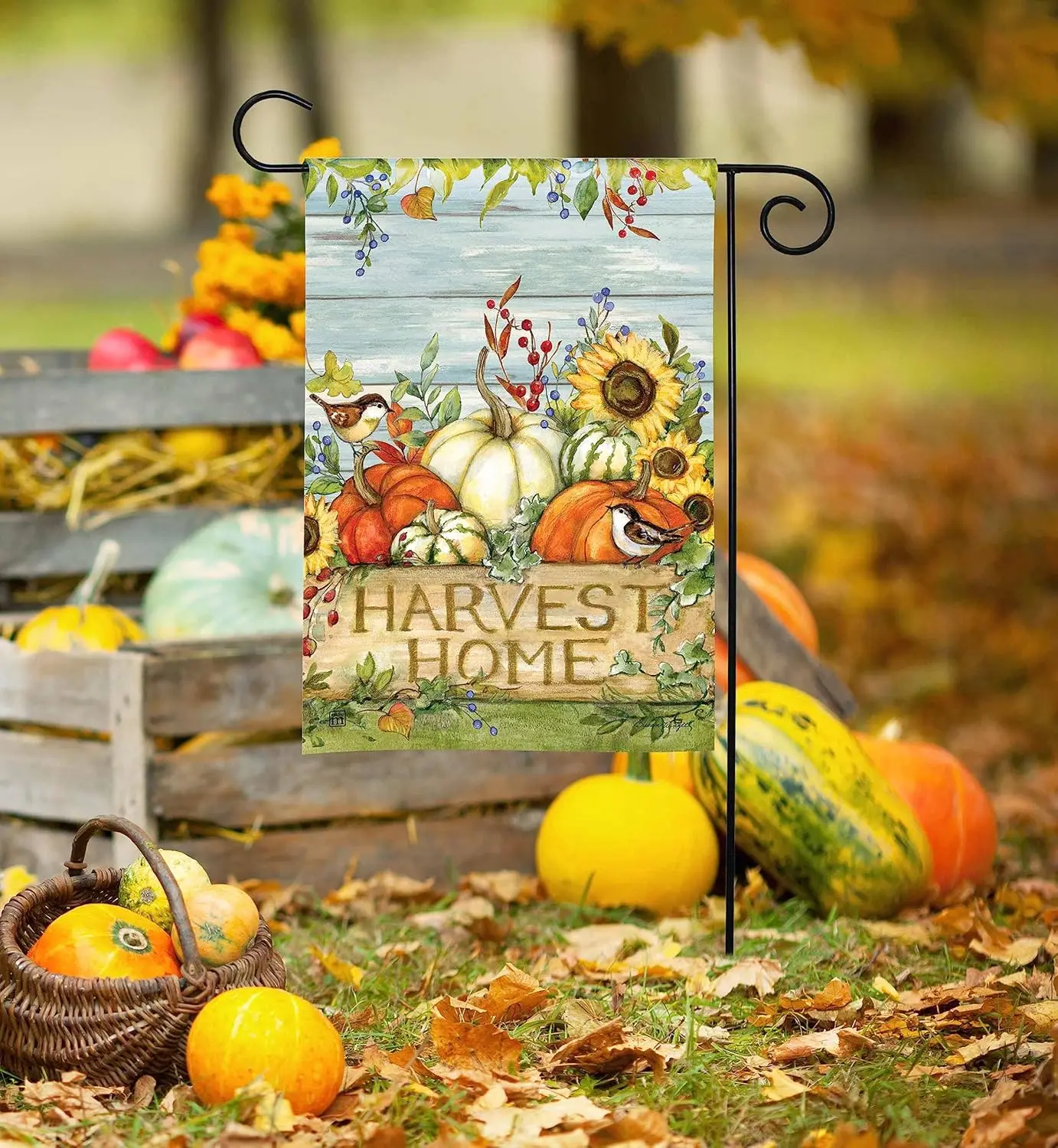 Studio M Harvest Home 18 x 12 Inches, Double Sided Design, Weather & UV/Fade Resistant Polyester, Outdoor Flag Decoratio EYY SSL