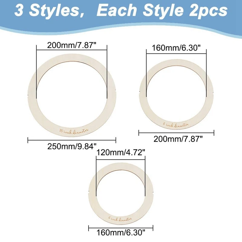 6Pcs Round Macrame Cutting Molds Wooden Macrame Cutting Tool Macrame Wall Hanging Tool Ring Cutting Template