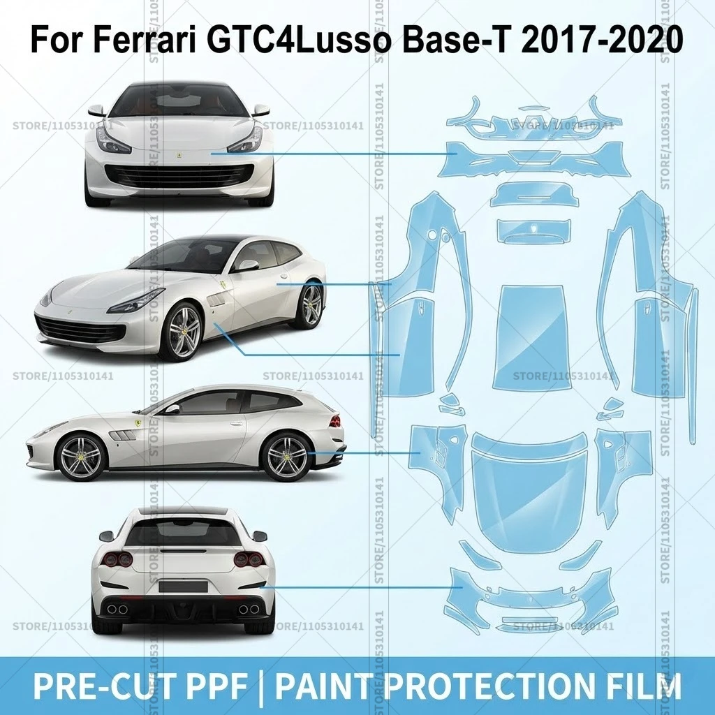 For Ferrari GTC4Lusso Base-T 2017-2020 Pre-Cut Paint Protection Film PPF Transparent Car Film Automotive PPF Full Vehicle