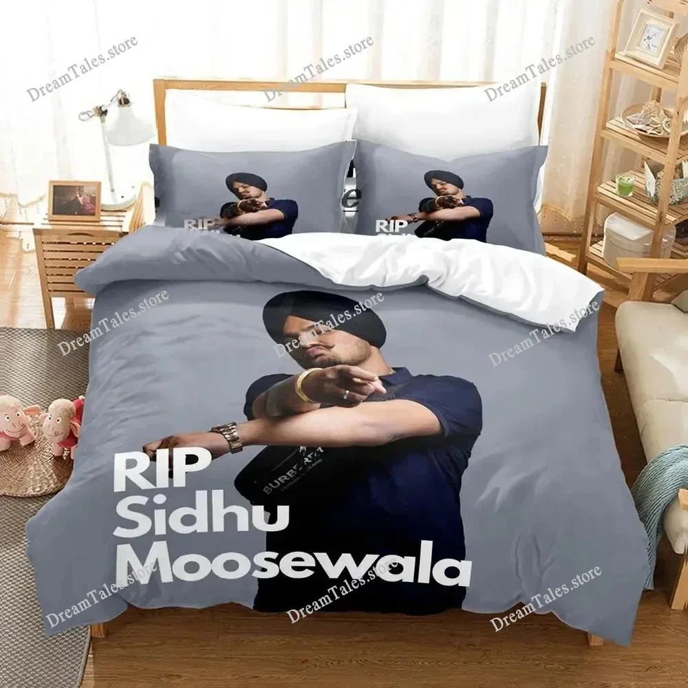 Sidhu Moosewala RIP Bedding Set Boys Girls Twin Queen Size Duvet Cover Pillowcase Bed Kids Adult Fashion Home Textileextile369