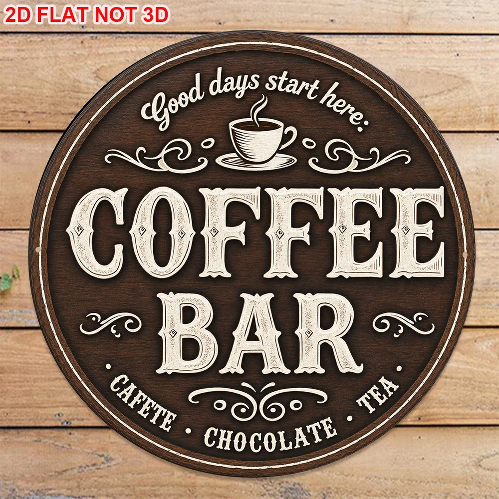 1pc 20.32 X 20.32 cm 2D Flat Circular Sign, Vintage Plaque for 