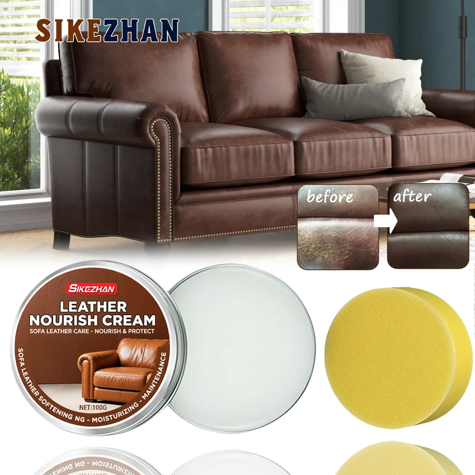 Advanced Leather Cleaning Cream Restoration Oil Cream Leather Sofa Car Interior Polishing Penetrates Deeply Long-Lasting Beauty