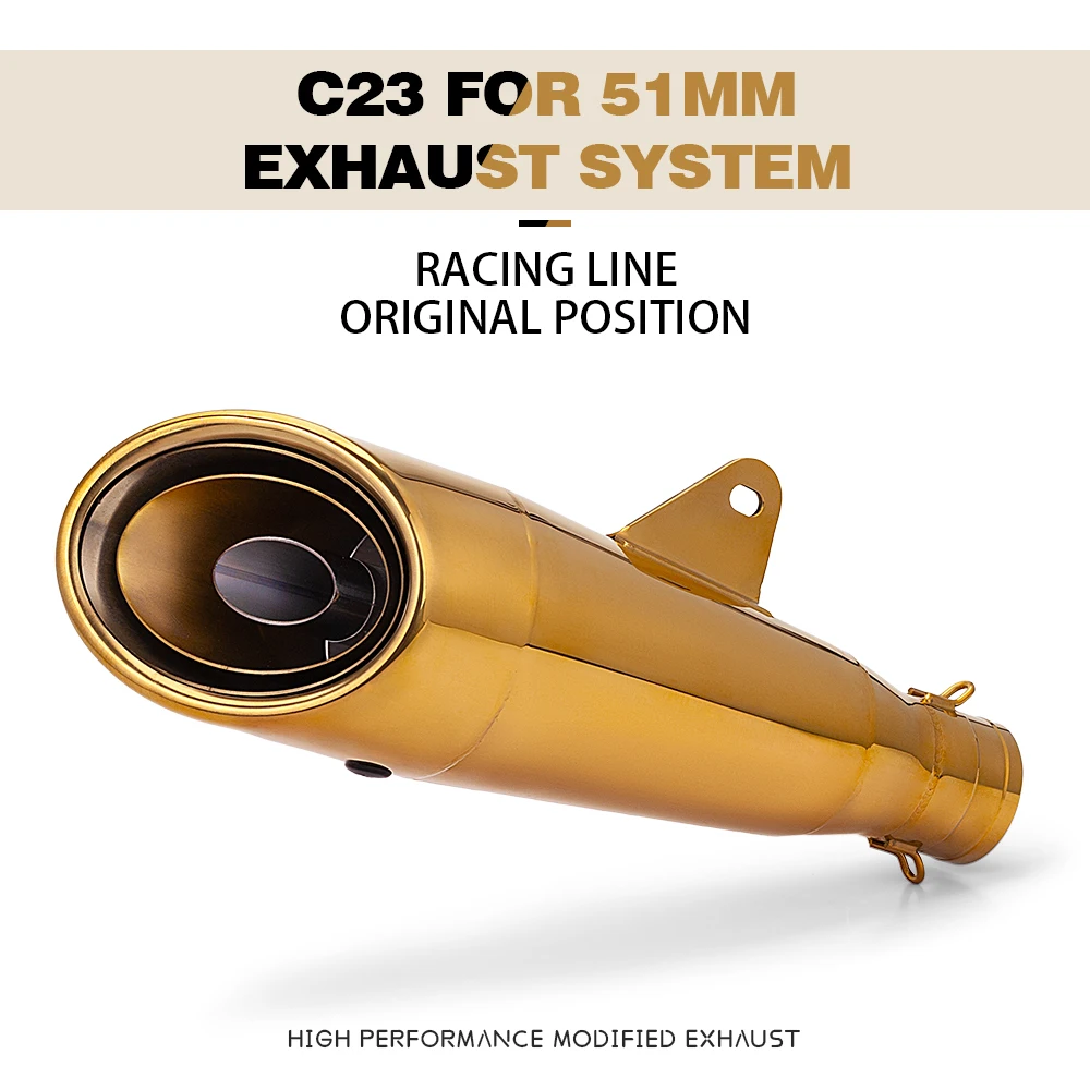 

For R6 R3 R25 MT07 MT09 Z400 Z900 Z650 MT03 51mm universal motorcycle exhaust escape with DB Killer gold