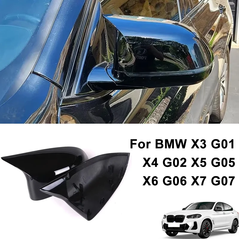 

Gloss Black ABS Rearview Mirror Cover Caps For BMW X3 G01 X4 G02 X5 G05 X6 G06 X7 G07 Car Modification Accessories
