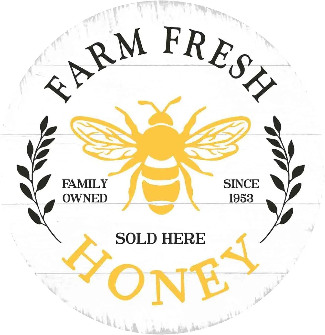 Wreath Round Metal Tin Sign Farm Fresh Honey, Farm Logo, Vintage Farmhouse Organic Honey Decoration, Retro en, en Porch Sign, Ou