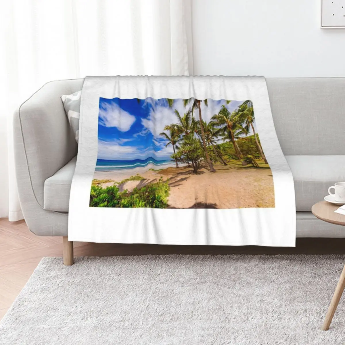 Beach of Grande Anse Throw Blanket Soft Warm Blanket Gift for Men Women Adults