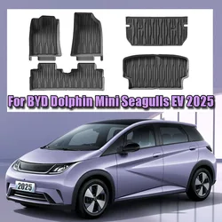 Rubber Floor Mat For BYD Dolphin Mini Seagulls EV 2025 Trunk Mats Waterproof Non-slip Carpet Back Seat Protector Boot Liner Tray