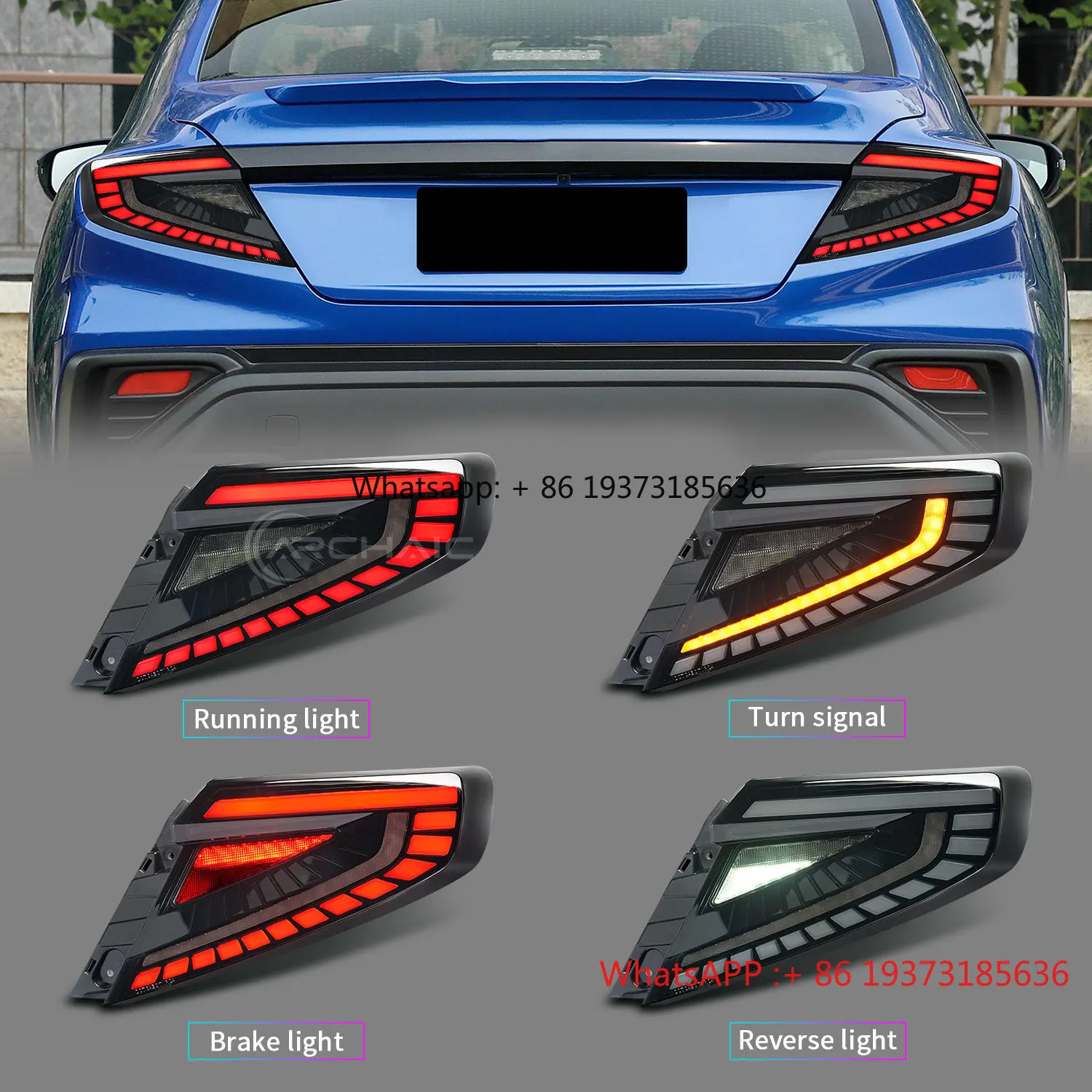 العتيقة 2022-2025 WRX VB مصباح ليد خلفي الجمعية التوصيل والتشغيل إشارة بدوره متتابعة مع عدسة حمراء مدخنة أضواء حالة جديدة