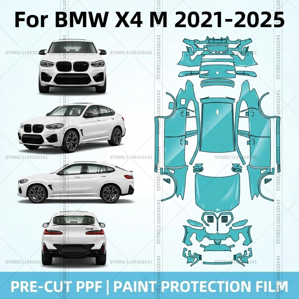 

Предварительно нарезанная прозрачная защитная пленка PPF для автомобиля, профессиональная пленка для полной оклейки кузова BMW X4 M 2021-2025