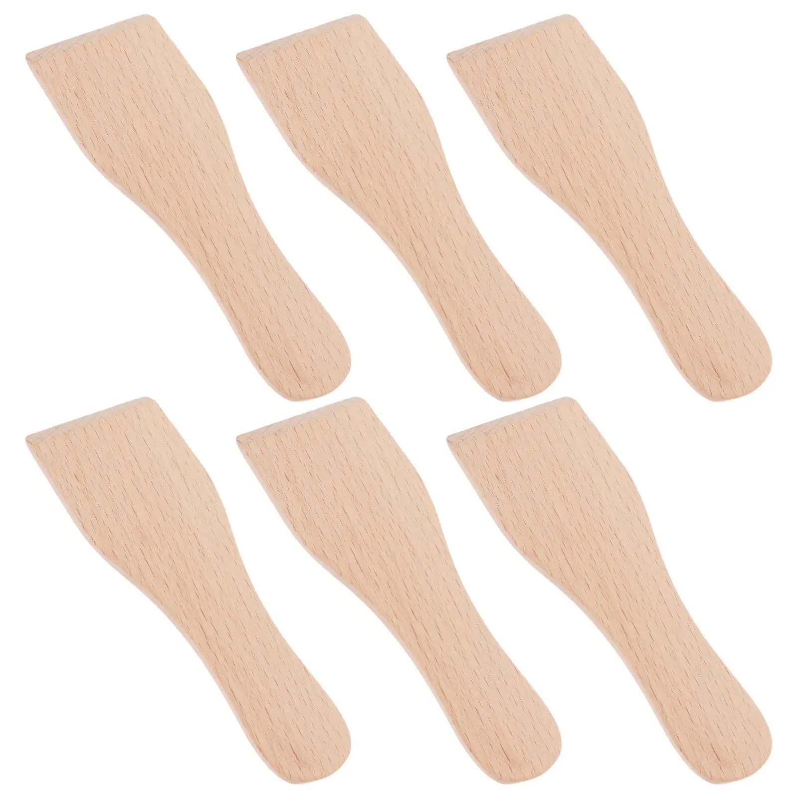 6Pcs Wooden Spatula Kitchen Scraper Heat-resistant Cooking Spatula Butter Small Wooden Shovel Grill Grate Cream Scraper Spatula