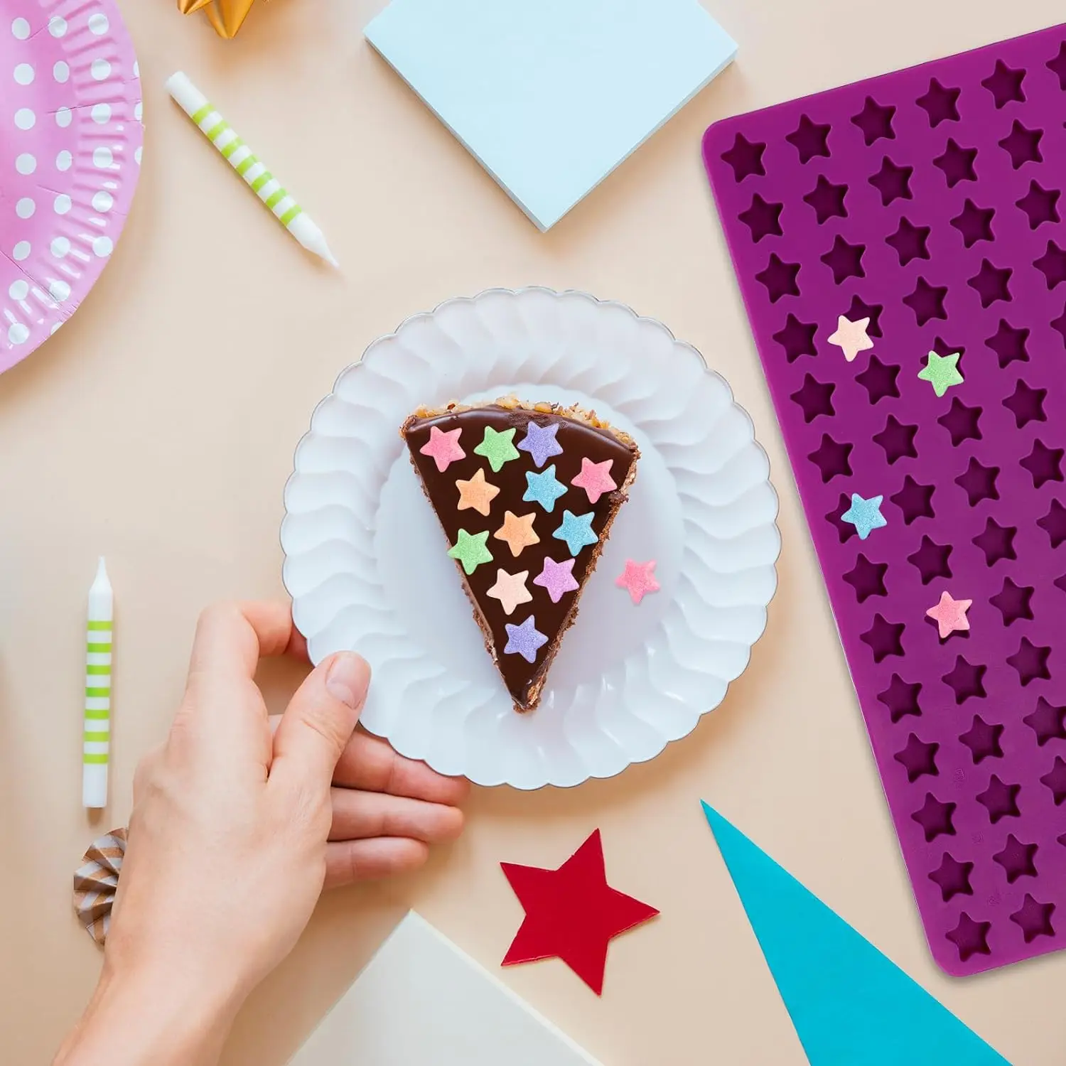 112 Cavity Mini Star Silicone Molds Fun Shaped Chocolate Molds for Homemade Dog Training Treats, Gummies, Candy, Chocolate Chips - view 5