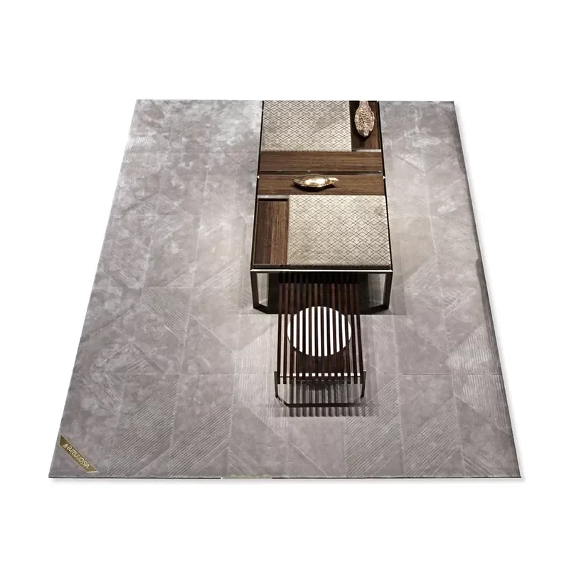 High Quality Dark Gray Ivory Luxury Abstract Wool Tufted Medium Pile Non-Slip Washable Modern Carpet for Home Living Room