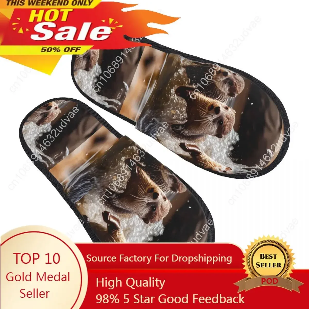 

Winter Slipper Woman Man Fluffy Warm Slippers Funny Otters House Slippers Shoes