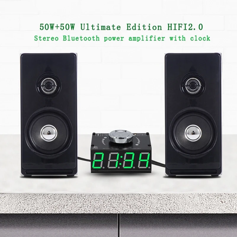 สเตอริโอ50Wx2 Hi-Fi บลูทูธ5.0 MODUL Amplifier Audio บอร์ดขยายกำลังเสียงระบบดิจิตอลพร้อม USB WiFi Timing CLOCK