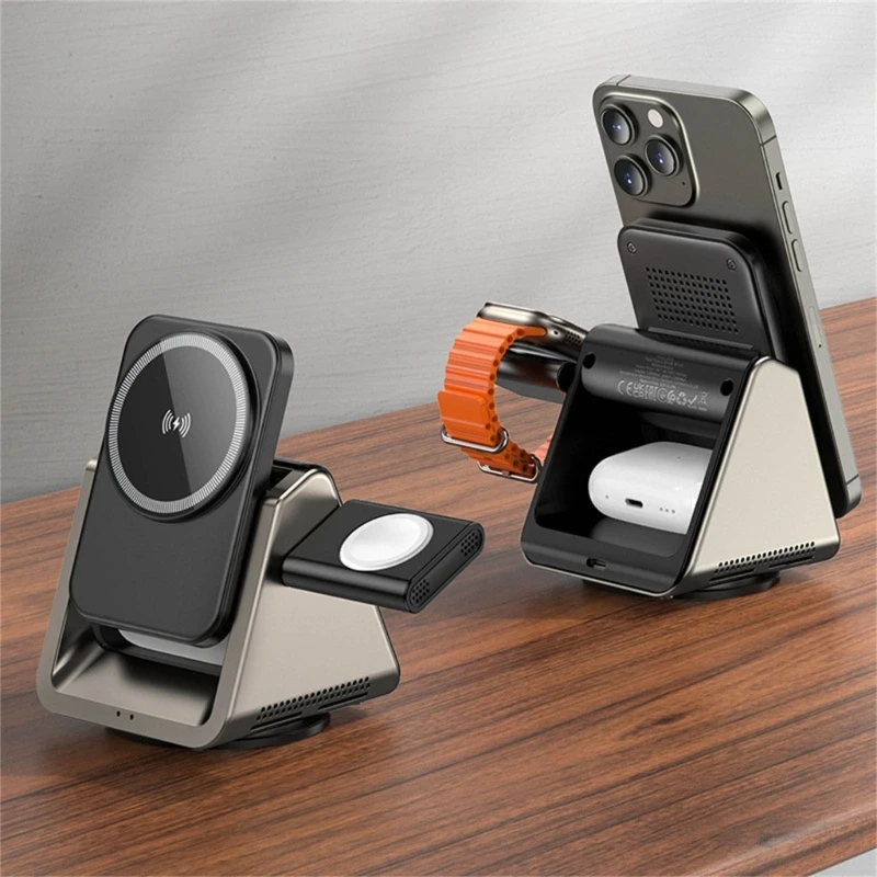 3 in 1 Magnetic Wireless Charging Dock Quick Charges Phone Stand Magnetic Attraction Wireless Charger Stand Fast Charges