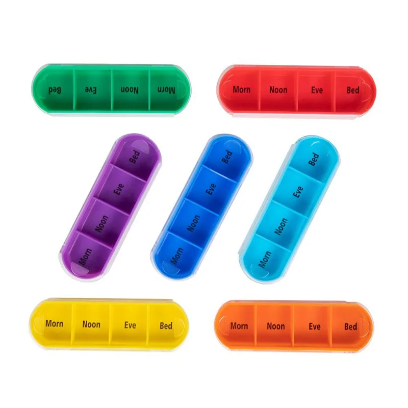 7x4 28 Slots 7Days Weekly Medicine Organizer Portable Candy Pill Case Box With Leather Case