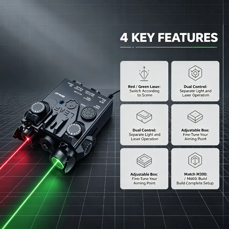 Beginner Hobby DBAL-A2 Adjustable Laser Box Red and Green Laser Light M300/M600 Light Dual Control Kit