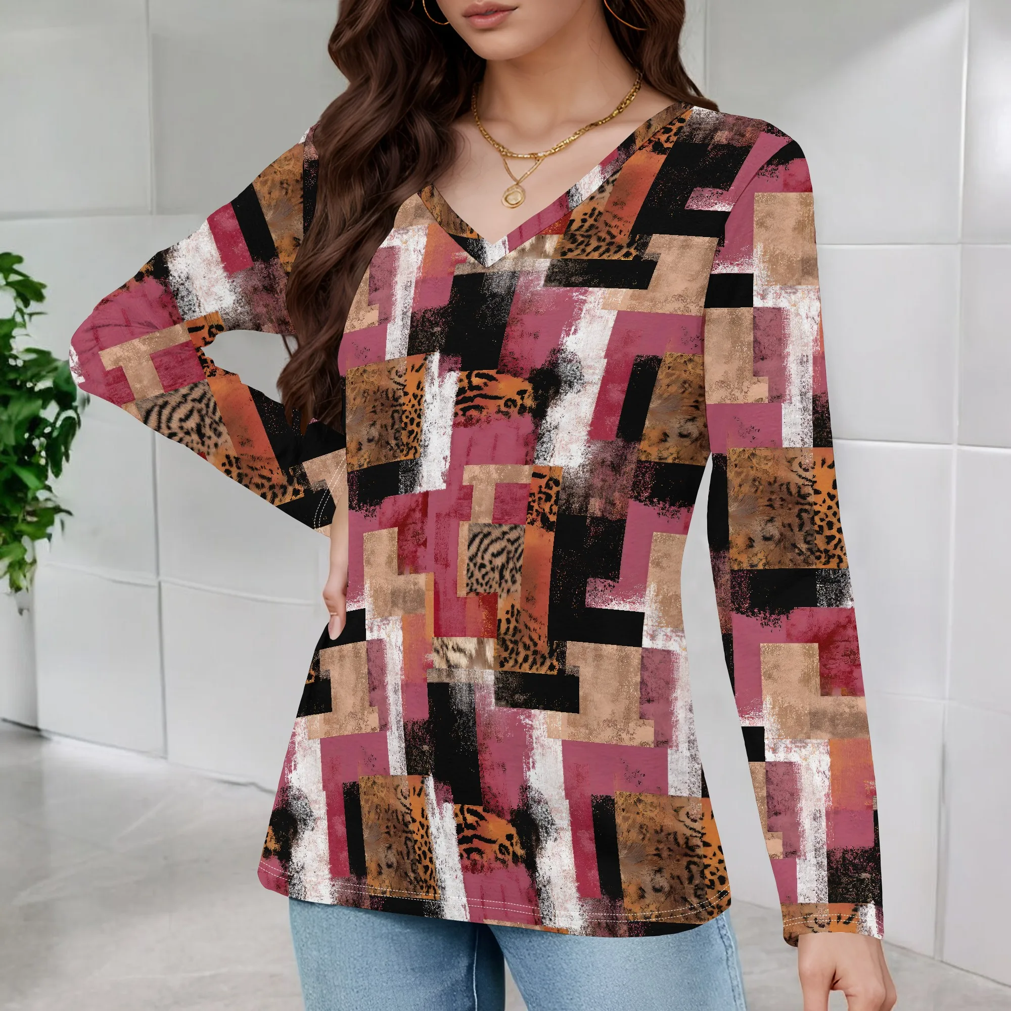 Womens Long Sleeve Tops Fall V-Neck Blouses Dressy Casual Puff Sleeve Textured T-Shirts Eyelet Tunic