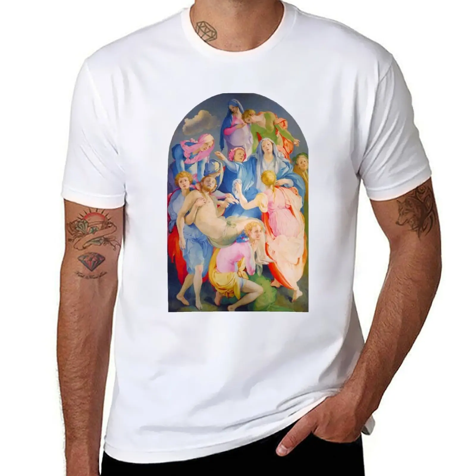 

Renaissance of Deposition Painting Religious Jesus Jacopo Pontormo, Christ by T-Shirt Large Size Soft Cotton T-Shirt