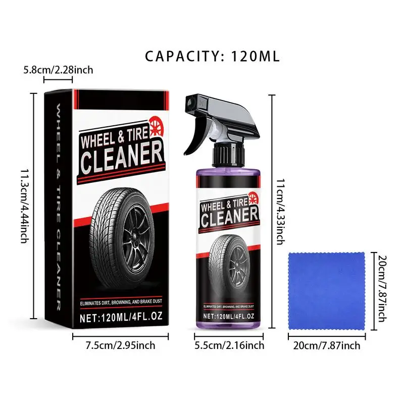 Limpiador de eliminación de óxido para ruedas de coche, 120ml, removedor de óxido para llantas de coche, Spray descontaminante de hierro, eliminador de manchas de óxido para desoxidación de coches