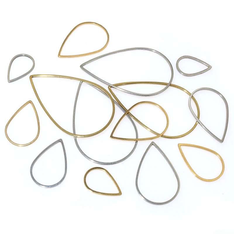 20pcs Waterdrop Closed Frame Charms Drop Rings Pendant Stainless Steel Gold Plated For DIY Jewelry Makings Accessories image 4