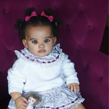 Boneca renascida artesanal de silicone, corpo de pano de pele pintado 3D, arte realista, boneca feita à mão para menina, vasos sanguíneos, 55cm