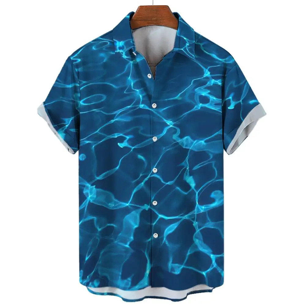 

Ripple Men's Shirt Summer Short Sleeved Tops Water Ripple Pattern Printed T-Shirt Oversized Outdoor Streetwear Men's Clothing