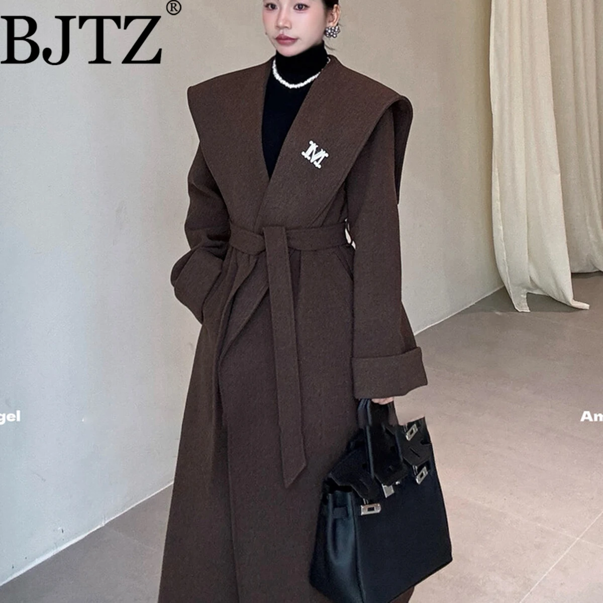 

BJTZ 2025 Winter New Style Navy Collar Thickened Ribbed High-Quality Waist-Hugging Coat Jacket Form-Fitting Top