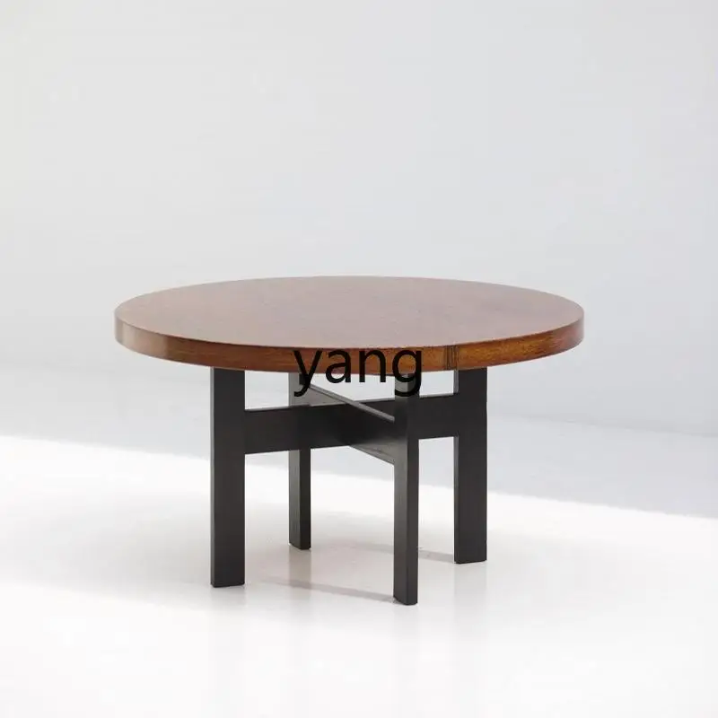 

YHM medieval style solid wood dining table round small apartment restaurant retro home