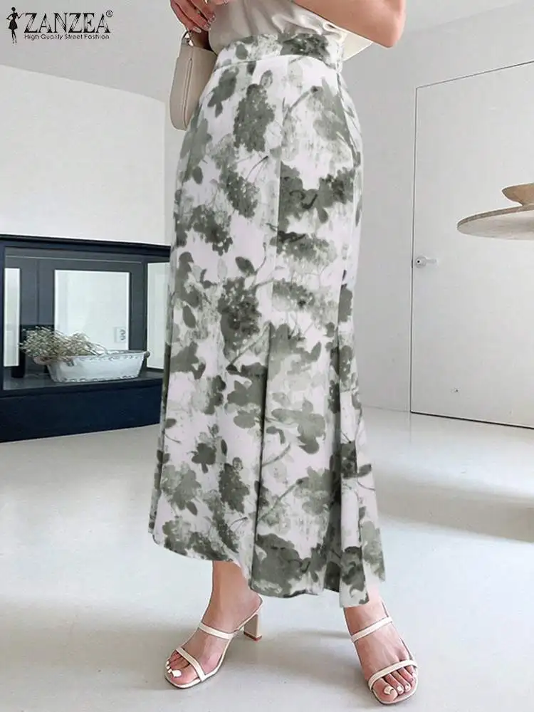 

ZANZEA 2023 New Bohemian Floral Print Jupes Wrapped Hips Faldas Women Mermaid Long Skirt Casual High Waist Slimming Maxi Skirts