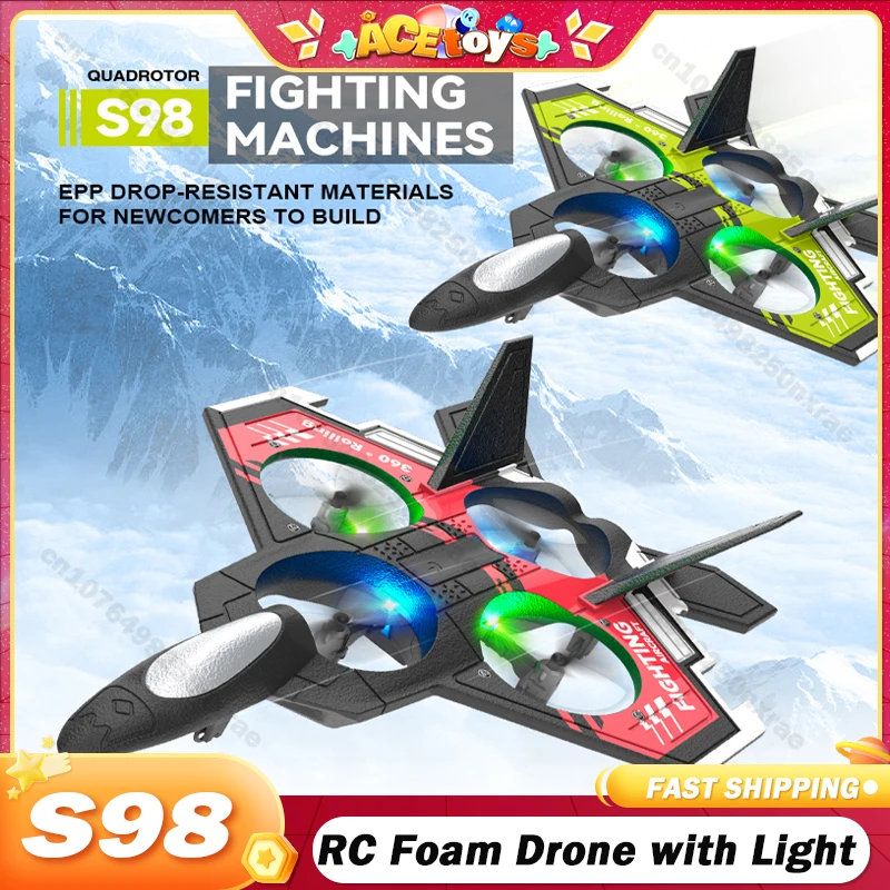 S98 RC Foam Drone 2.4G with LED Lights Aircraft Remote Control Flying Model Glider RC Plane EPP Airplane One-key takeoff/landing