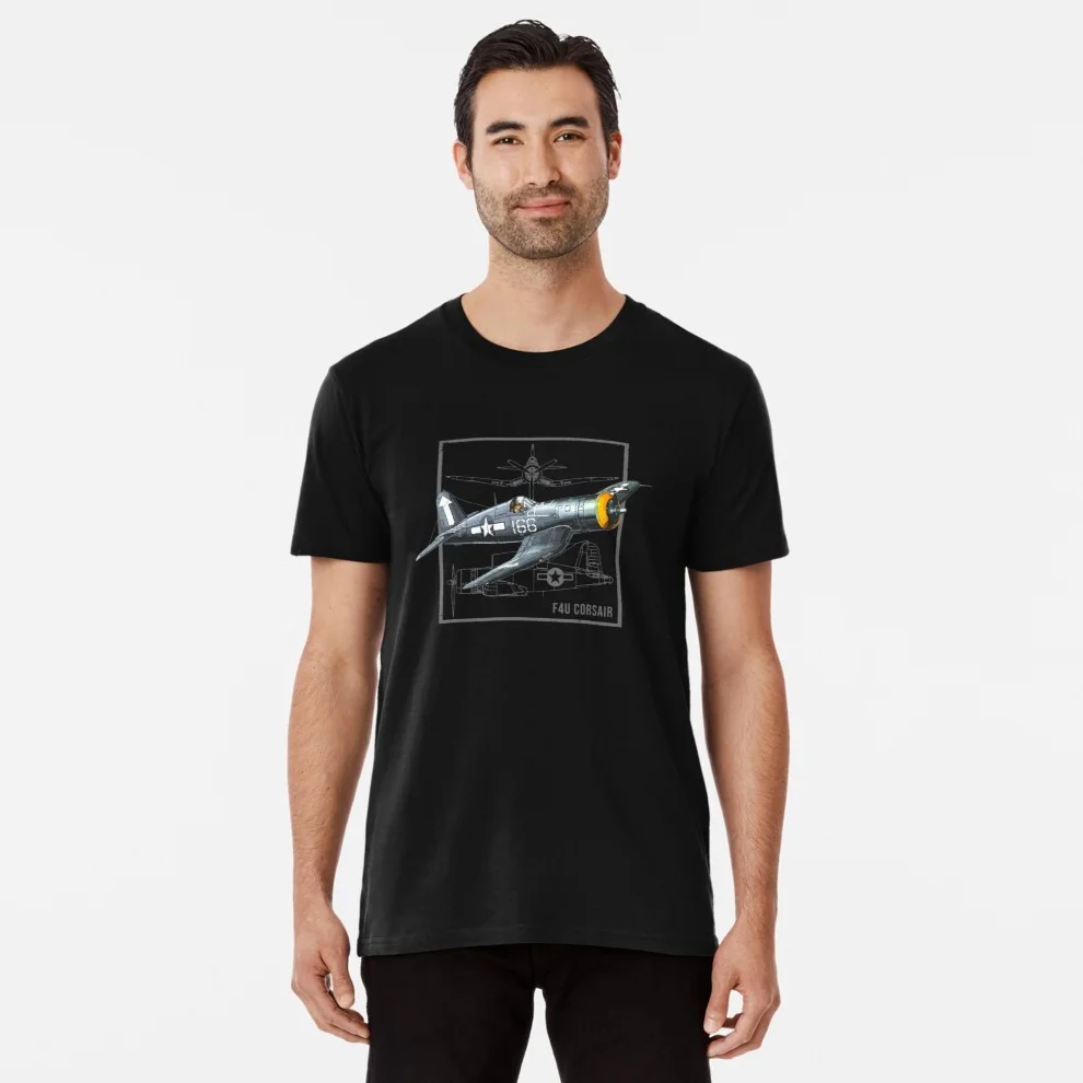 WWII  Naval F4U Corsair Fighter Aircraft  T Shirt Mens 100% Cotton Short Sleeve O-Neck Casual T-shirt New Size S-3XL